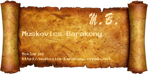 Muskovics Barakony névjegykártya